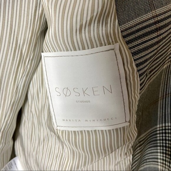 SOSKEN Studios Hero grey plaid double breasted blazer sz 4 - Picture 8 of 9